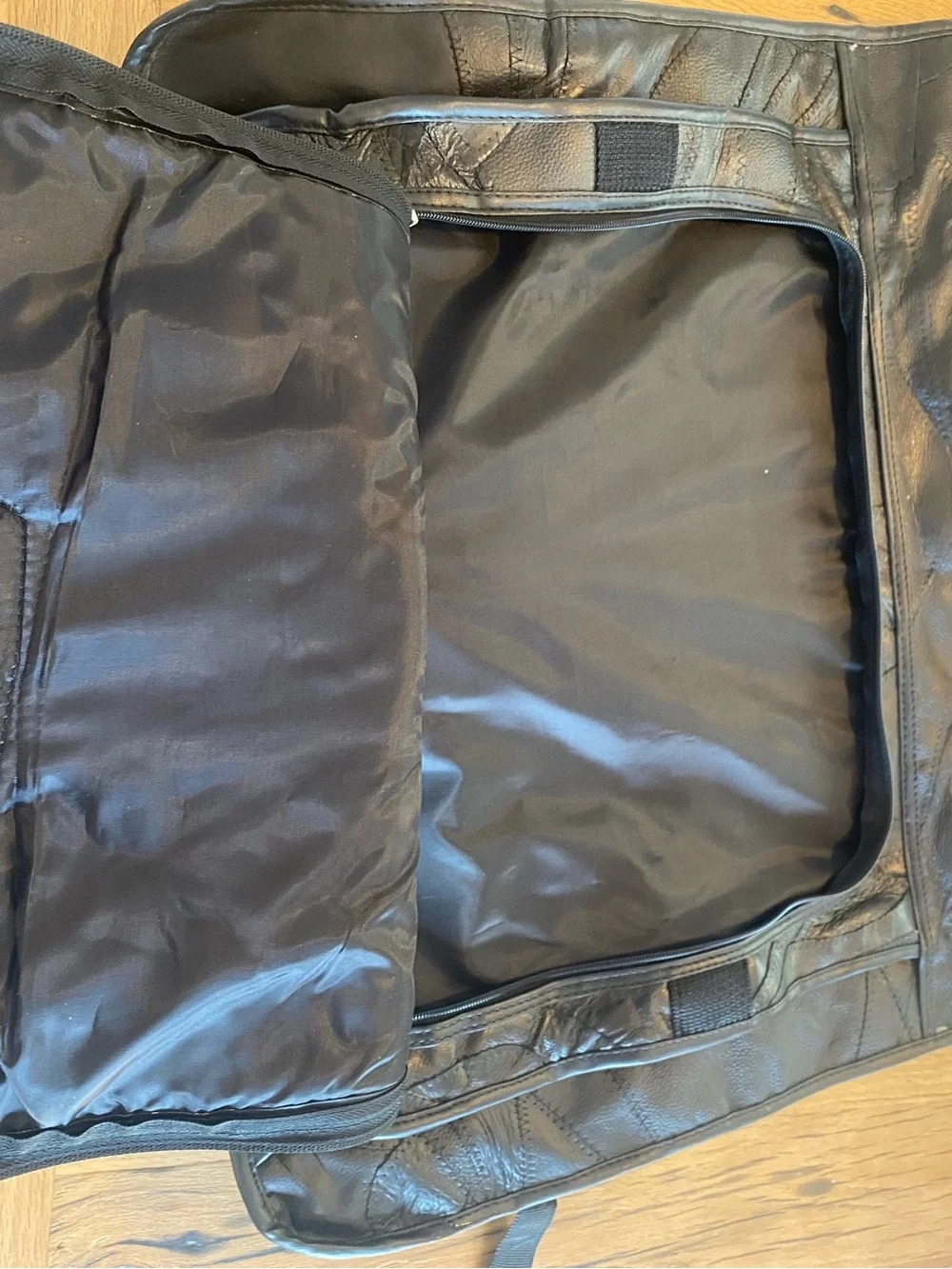Black Leather Men's Garment Bag with Orange OSU Embroidery